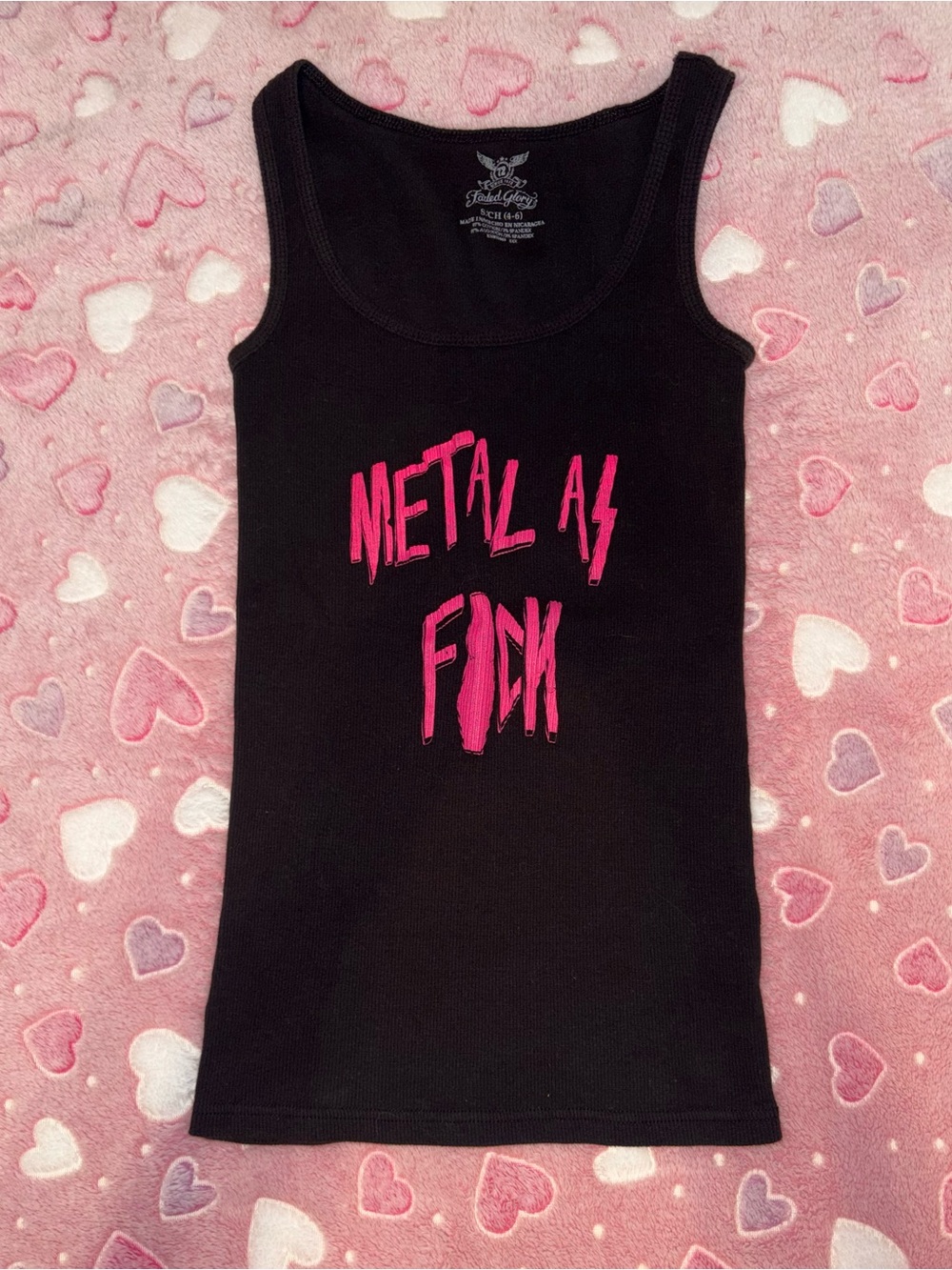 Metal As F*ck Black Graphic Tank with Hot Pink Print